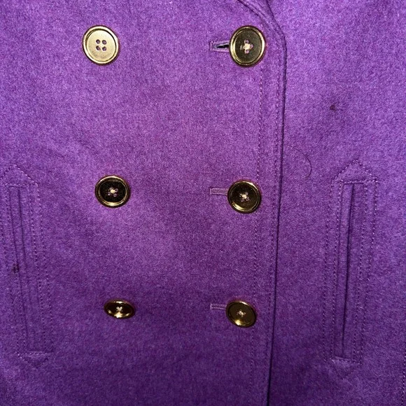 J Crew Womens‎ Stadium Cloth Majesty Peacoat Sz 0p Purple Wool Cashmere Coat - Picture 4 of 12